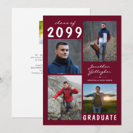Anuncio Graduation 5 Photo Handwritten Burgundy Maroon