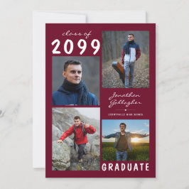 Anuncio Graduation 5 Photo Handwritten Burgundy Maroon