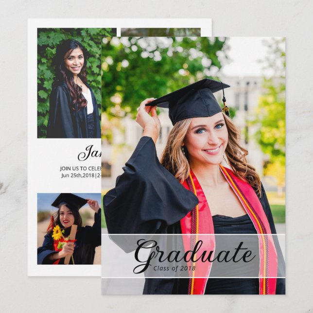 Anuncio Graduation Announcement Card Template (Anverso / Reverso)