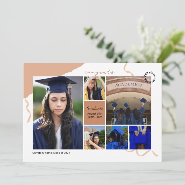 Anuncio Graduation Announcement Photo Collage Template (Anverso de pie)
