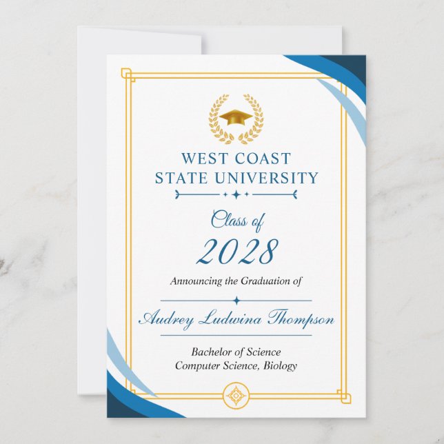 Anuncio Graduation Announcements Without Photo (Anverso)