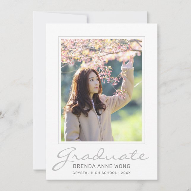 Anuncio Graduation Modern Gray Script Typography Photo (Anverso)