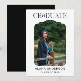 Anuncio Graduation Photo Announcement Modern Arch Black