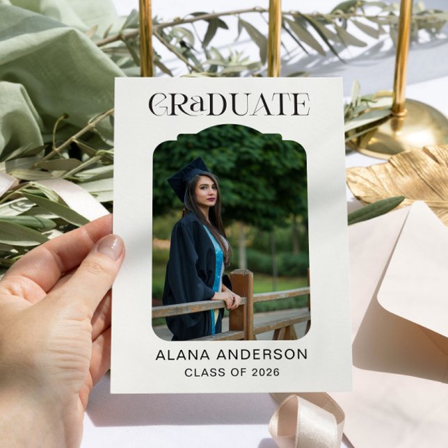 Anuncio Graduation Photo Announcement Modern Arch Black (Subido por el creador)