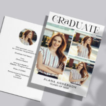 Graduation Photo Announcement Modern Collage