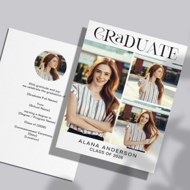 Anuncio Graduation Photo Announcement Modern Collage (Subido por el creador)