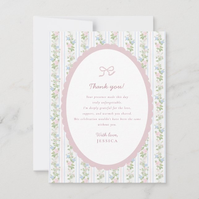 Anuncio Grandmillennial Floral Baby Shower Thank you card (Anverso)