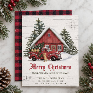 Anuncio Granja de Camioneta Roja Vintage Perros Navidad Mu