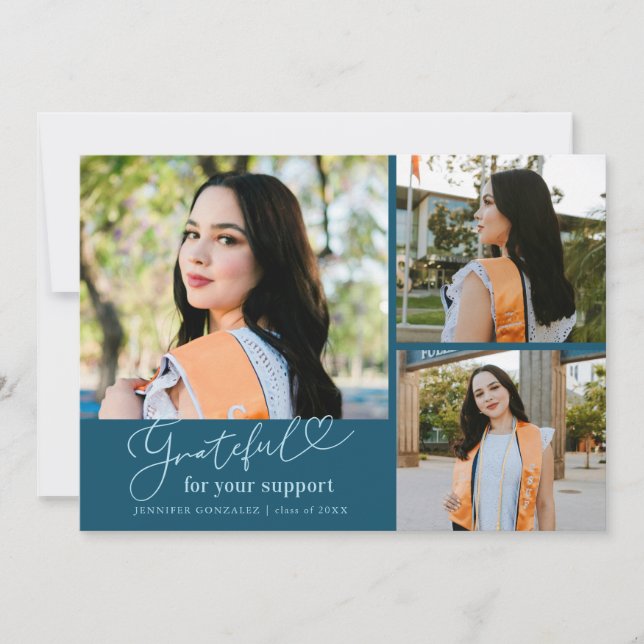 Anuncio Grateful Teal Multi Photo Graduation (Anverso)