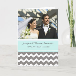 Anuncio Gray Aqua Chevron se acaba de casar con la Invitac