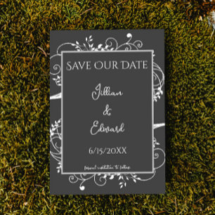 Anuncio Gray Flourish Save The Date Anunciation