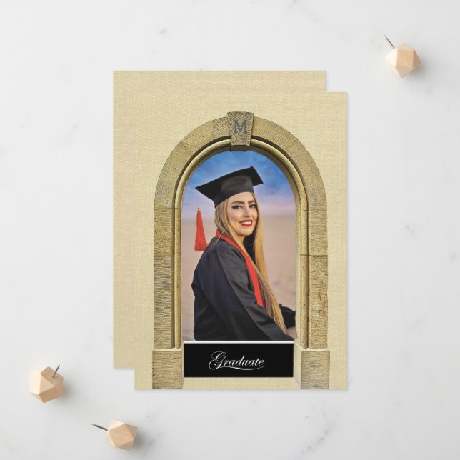 Anuncio Greco-Roman Arch photo design Grad Announcement (Anverso/Reverso In Situ)