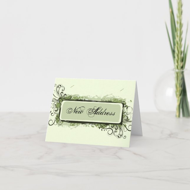 Anuncio Green Abstract Floral Change Address (Anverso)