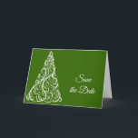 Anuncio Green Christmas Tree Winter Wedding Save the Date<br><div class="desc">Anuncie sus próximas nupcias de diciembre con la festiva Boda de Invierno del Árbol de Navidad Verde Guardar la Tarjeta de Saludo del Anuncio de Fecha. El color de fondo exterior de la tarjeta también es personalizable, por lo que puede cambiarla para que coincida con los colores bodas, si lo...</div>