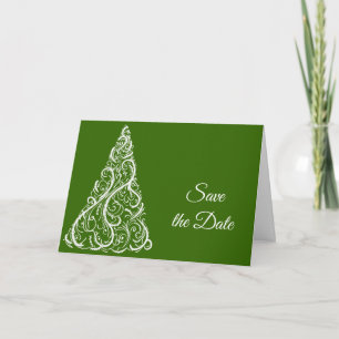 Anuncio Green Christmas Tree Winter Wedding Save the Date