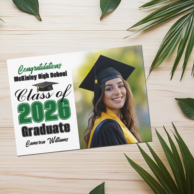Anuncio Green Class of 2026 Graduate Photo Graduation (Subido por el creador)