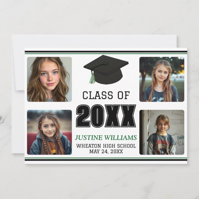 Anuncio Green Graduation  Announcement (Anverso)