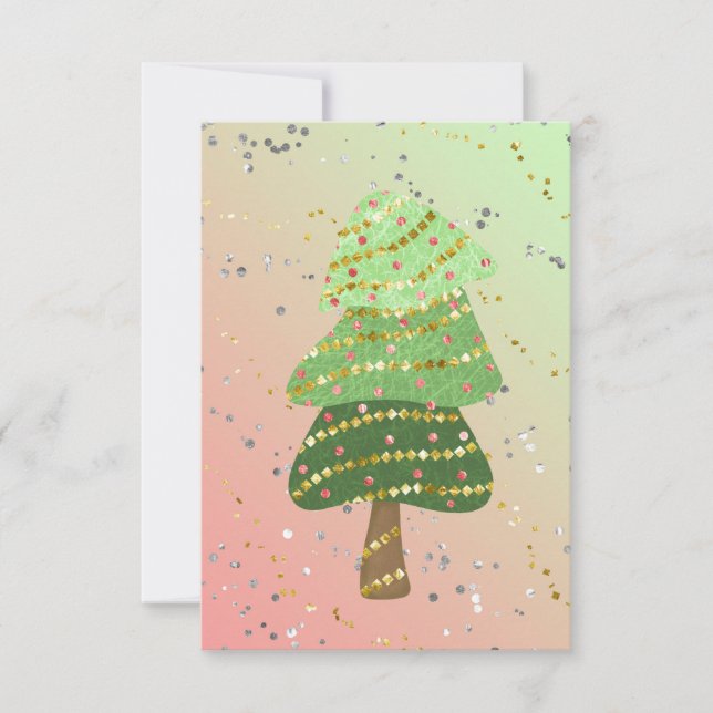 Anuncio Green Sparkle Blank Gold Árbol de Navidad Moderno (Anverso)