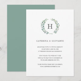 Anuncio Greenery Wreath Elegant Monograma Elopement Boda