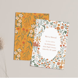 Anuncio Groovy Boho Naranja Wildflower Moving New Address