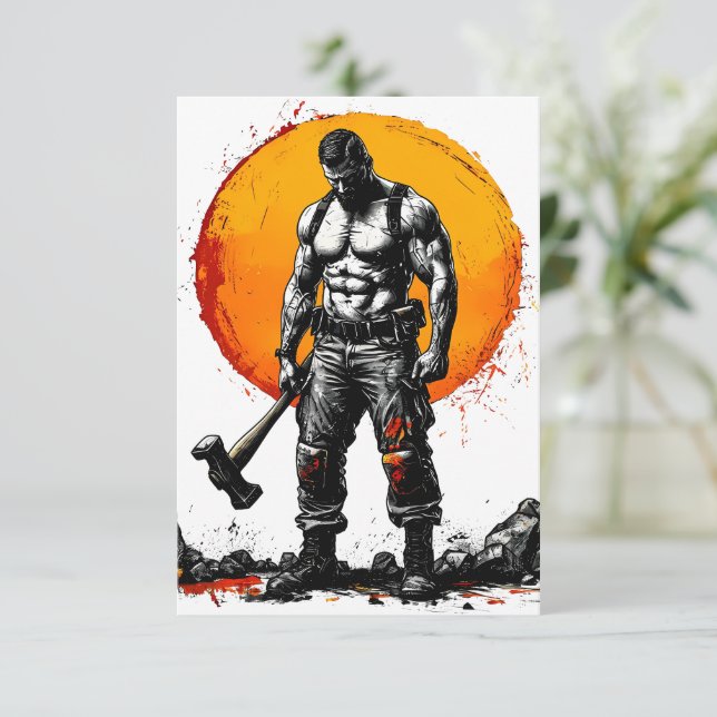 Anuncio guerrero bárbaro fantasía medieval fuerza hummer (Anverso de pie)