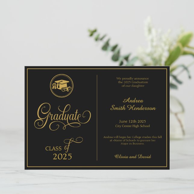 Anuncio Guión clásico elegante sin graduación fotográfica (Anverso de pie)