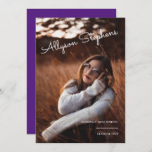 Guión clásico Texto blanco Foto Graduación púrpura