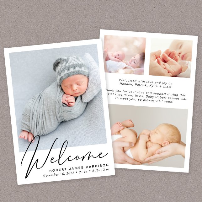 Anuncio Guión de bienvenida 4 Nacimiento de la foto (Our user-friendly template allows you to create your perfect birth announcement)