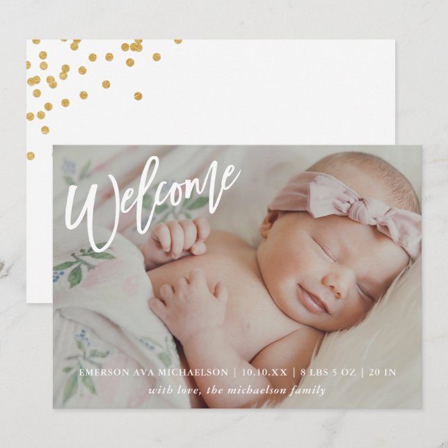 Anuncio Guión de bienvenida moderno Faux Gold Confetti Nac (Anverso / Reverso)