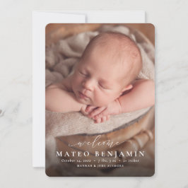 Anuncio Guión de bienvenida simple foto azul nacimiento