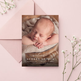 Anuncio Guión de bienvenida simple foto rosa nacimiento