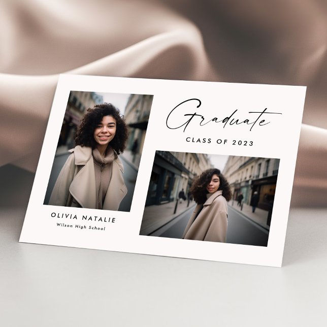 Anuncio Guión de caligrafía moderna Dos Graduación de foto (Subido por el creador)