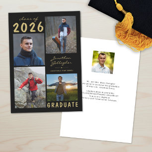 Anuncio Guión de Collage de 5 Fotos para Graduación Mínima