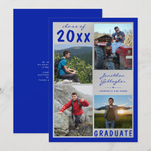 Anuncio Guión de Collage de Fotos de Graduación Nombre Azu