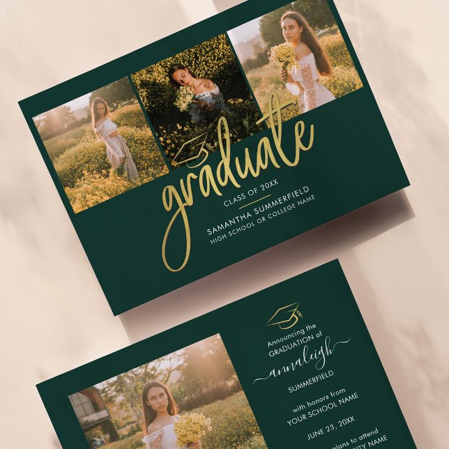 Anuncio Guión de Collage de fotos Graduación 2025 Verde (Subido por el creador)