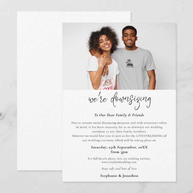 Anuncio Guión de foto de boda de reducción moderna (Anverso / Reverso)