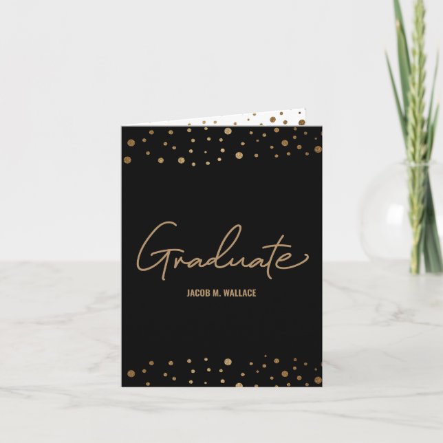 Anuncio Guión de graduado de oro negro y ahora Grad de fot (Anverso)