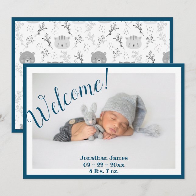 Anuncio Guión de la foto de bienvenida Nacimiento de estad (Anverso / Reverso)