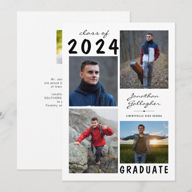 Anuncio Guión de mano de graduación 5 Collage de fotos (Anverso / Reverso)