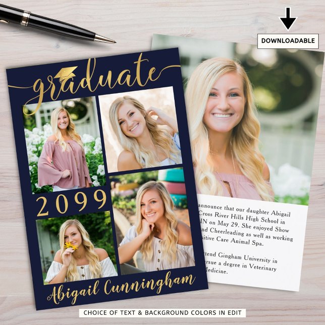 Anuncio Guión de oro azul de la Marina moderna 5 Graduado  (Subido por el creador)