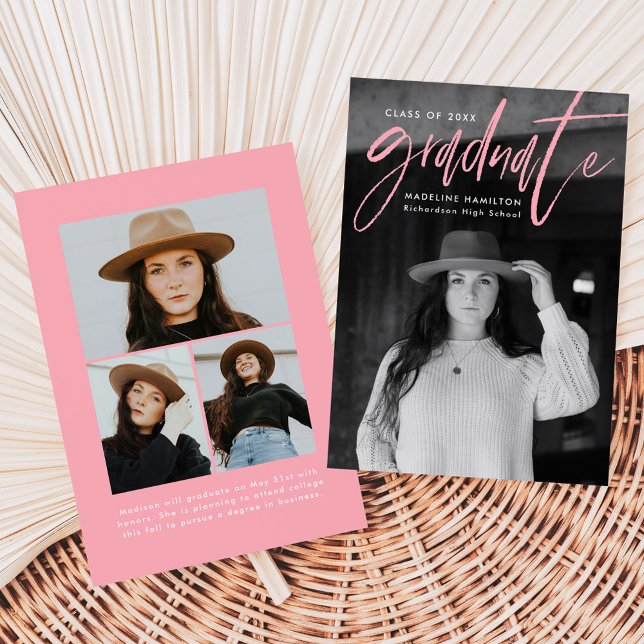 Anuncio Guión de pincel rosa manuscrito 4 Graduación de fo (Subido por el creador)