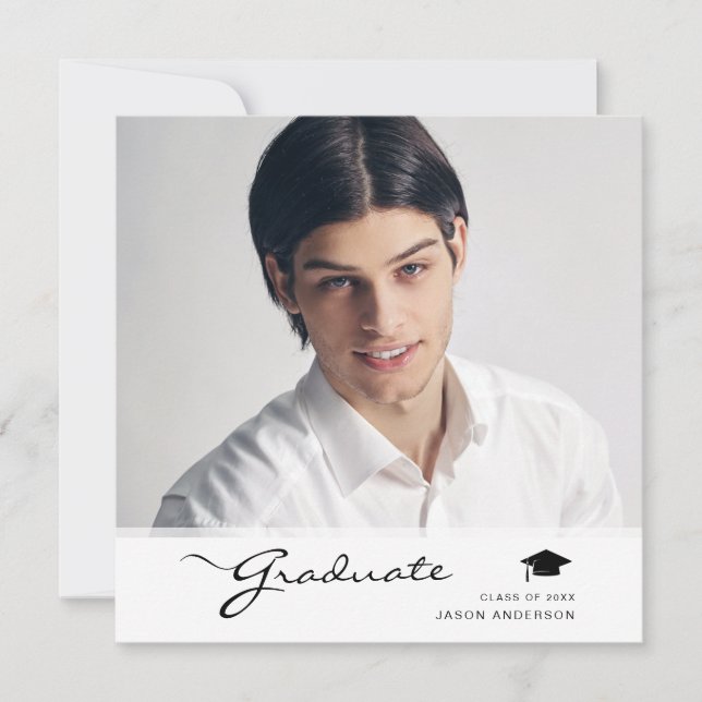 Anuncio Guión elegante moderno para graduados | Foto de mo (Anverso)