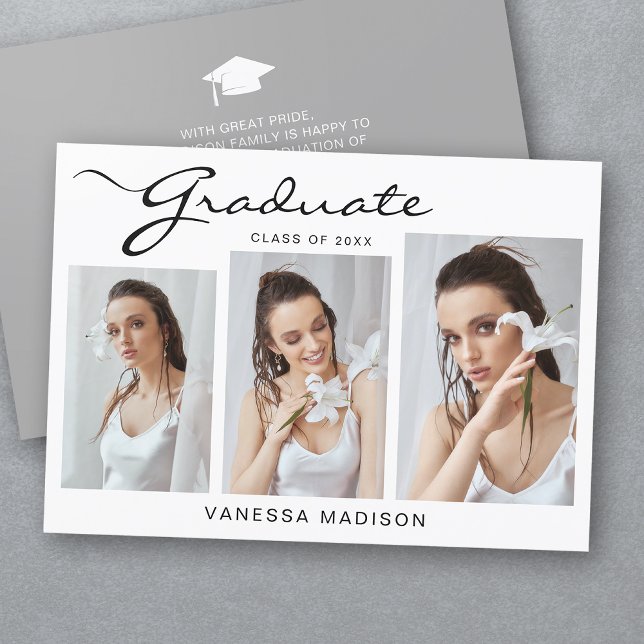Anuncio Guión elegante moderno simple | 3 Graduación fotog (Subido por el creador)