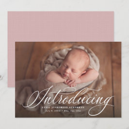 Anuncio Guión elegante presentando una foto de nacimiento 