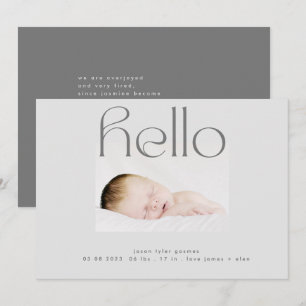 Anuncio guión hola gris moderno simple nacimiento minimali