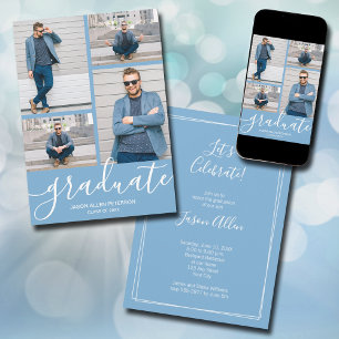 Anuncio Guión moderno 4 Photo Powder Blue Graduation