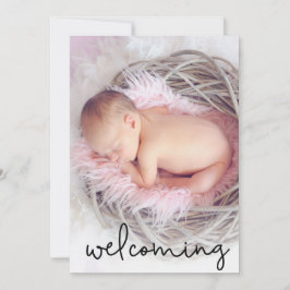 Anuncio Guión moderno Bienvenida a la bebé Foto nacimiento