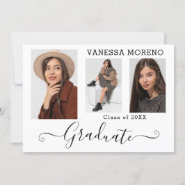 Anuncio Guión moderno caligráfico 3 Foto Graduación blanca