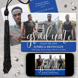 Anuncio Guión moderno Graduación de fotos Royal Blue & Gol