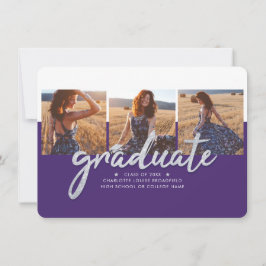 Anuncio Guión morado del Collage de fotos de graduación de